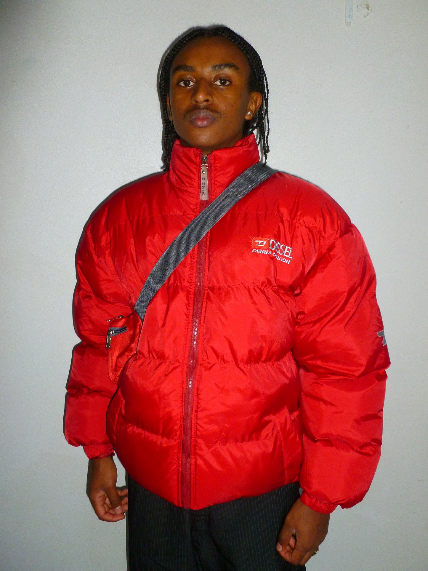 DIESEL authentic denim division puffer jacket - red