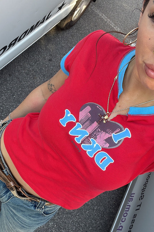 DKNY red + blue spell out tank ★ Size medium