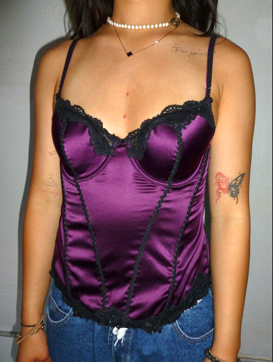 Dark purple lace corset