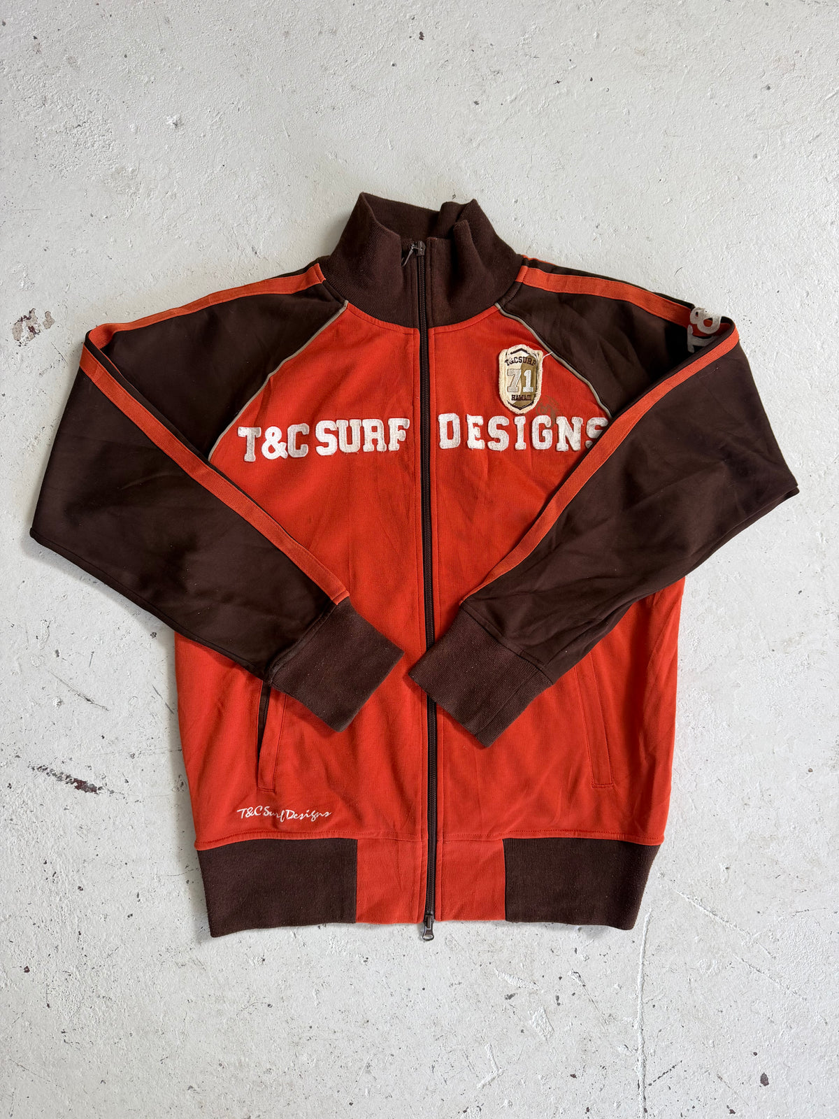 T&C SURF orange + brown sport jacket ★ Size labelled large