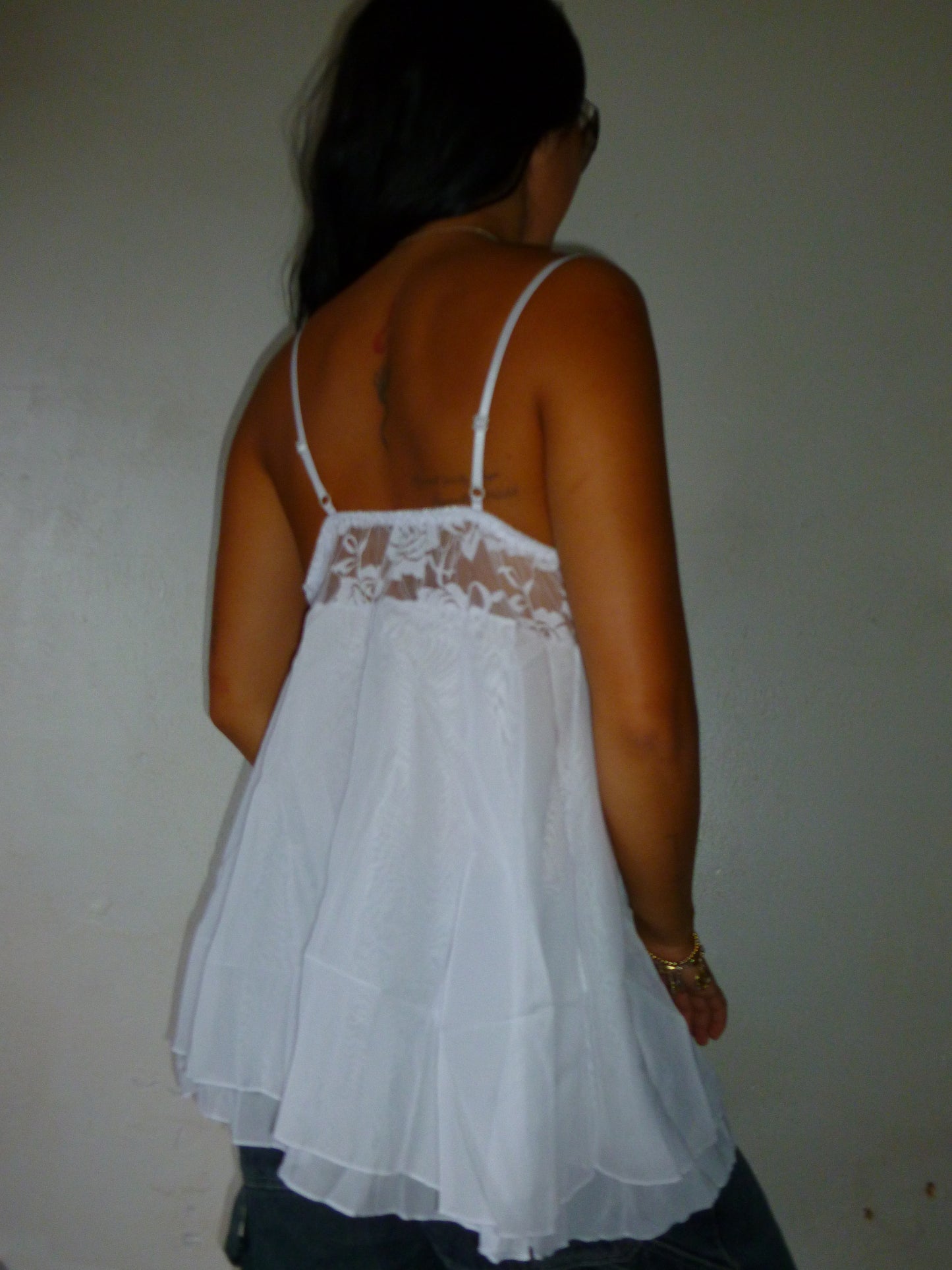 White sheer mini dress