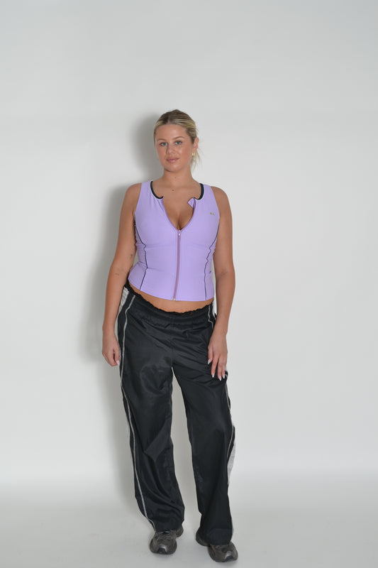 purple zip up sport tank