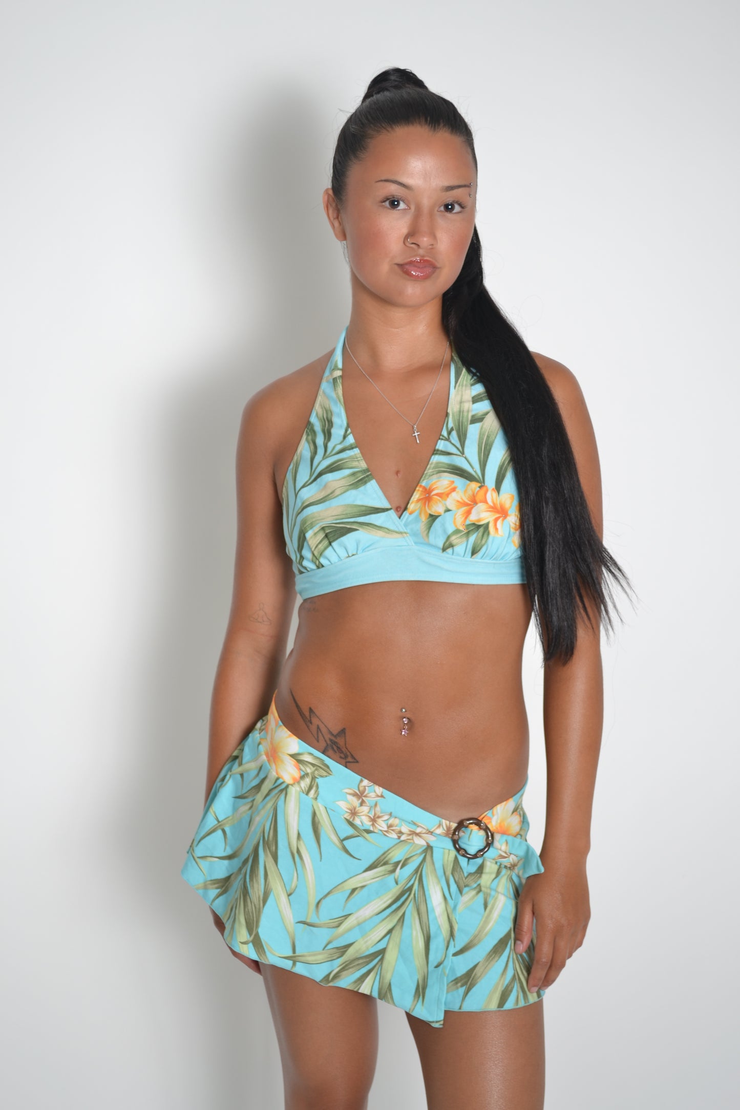 Tropical flower bikini + micro skirt *SET*