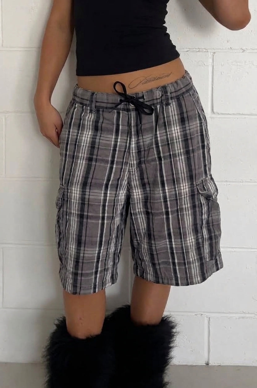 FADED GLORY plaid short ★ One size adjustable waist