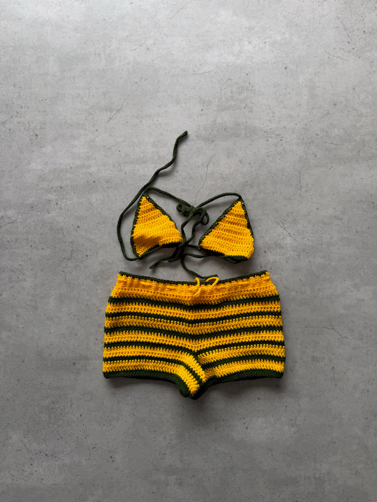 Yellow + green crochet bikini festival set ★ Size est small
