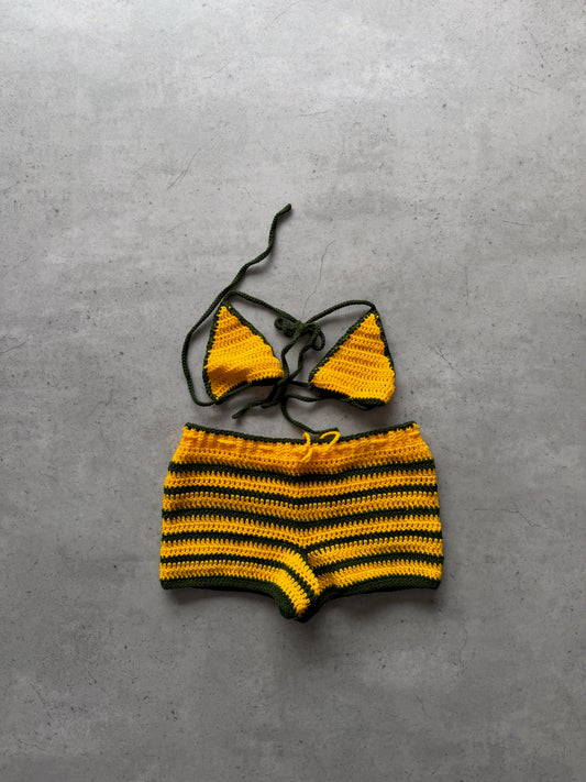 Yellow + green crochet bikini festival set ★ Size est small