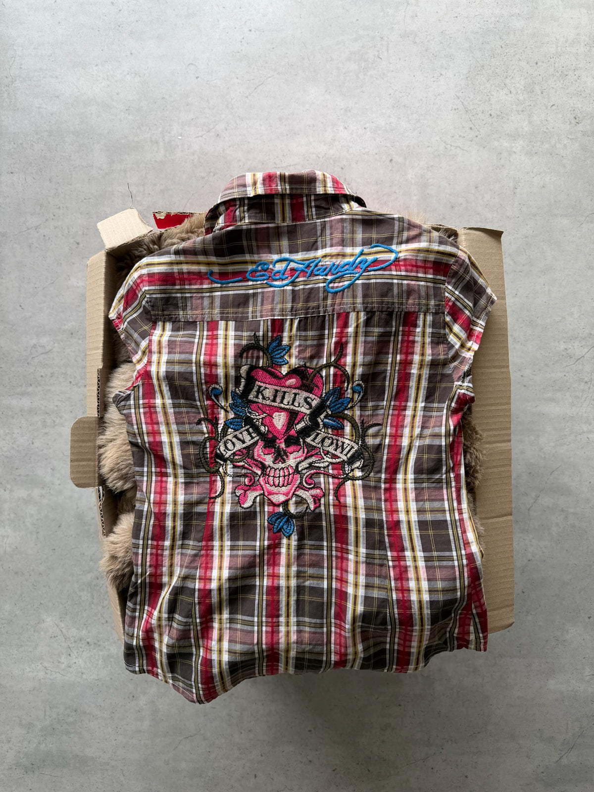 ED HARDY brown graphic shirt ★ Size labelled large
