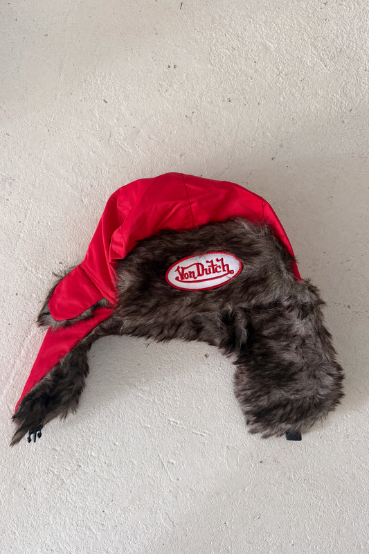 VON DUTCH red fluffy festival hat ★