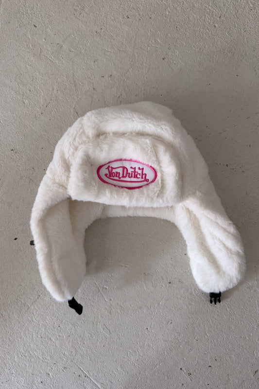 VON DUTCH white fluffy festival hat ★