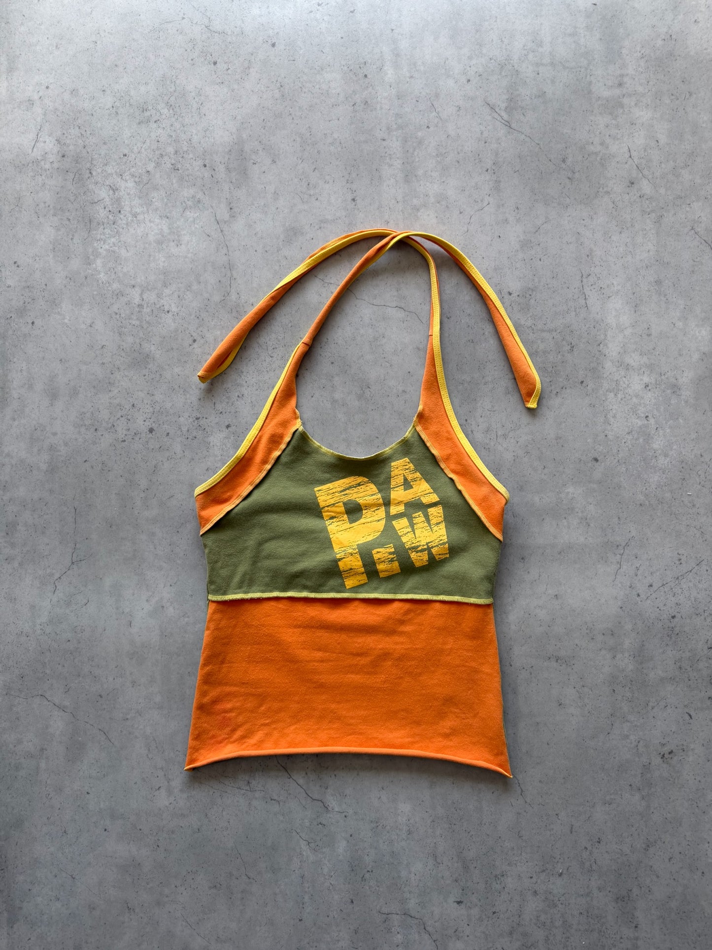 PAW orange + khaki halter top★ Size est small