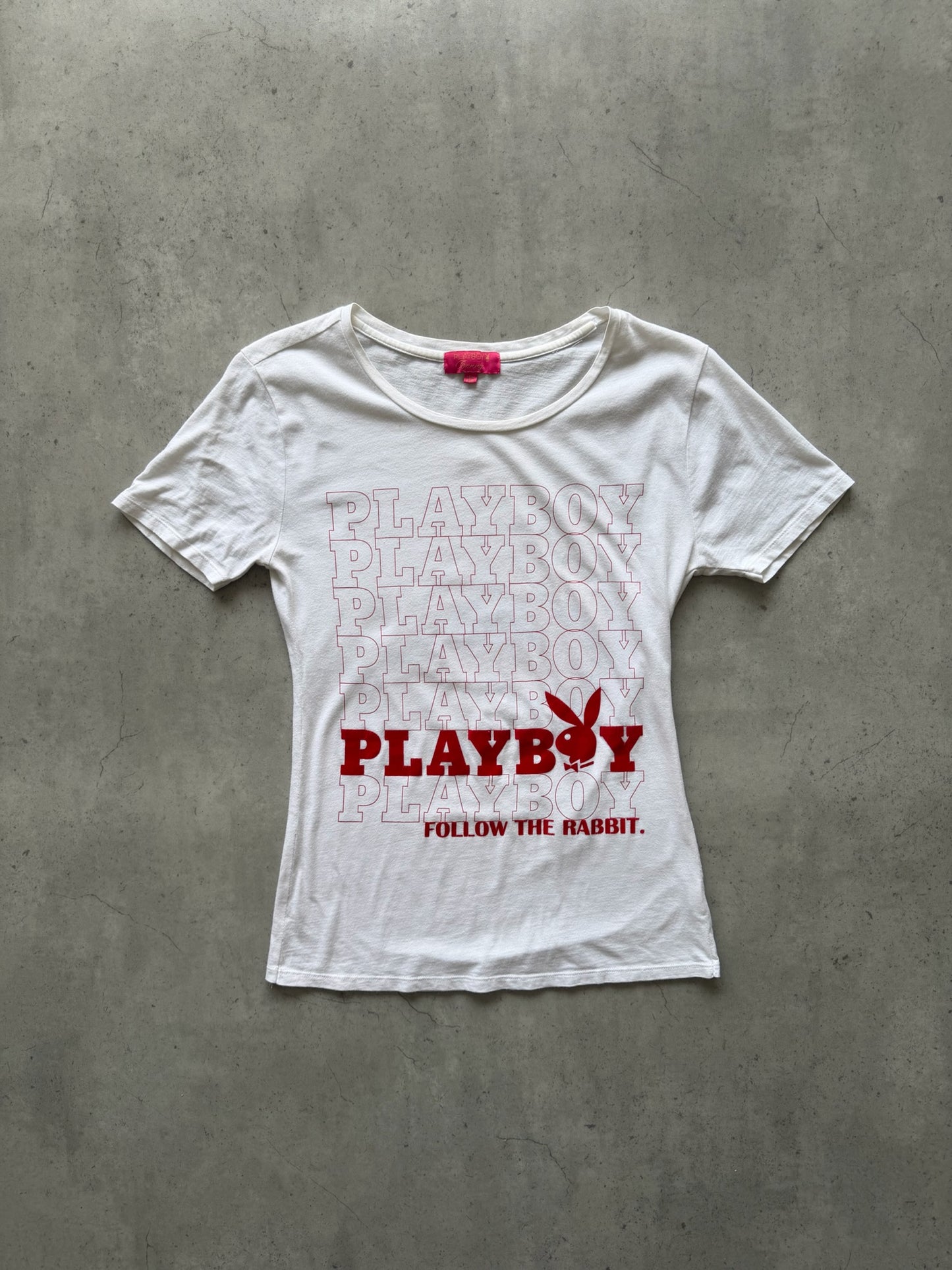 PLAYBOY red velvet T-Shirt★ Size XL