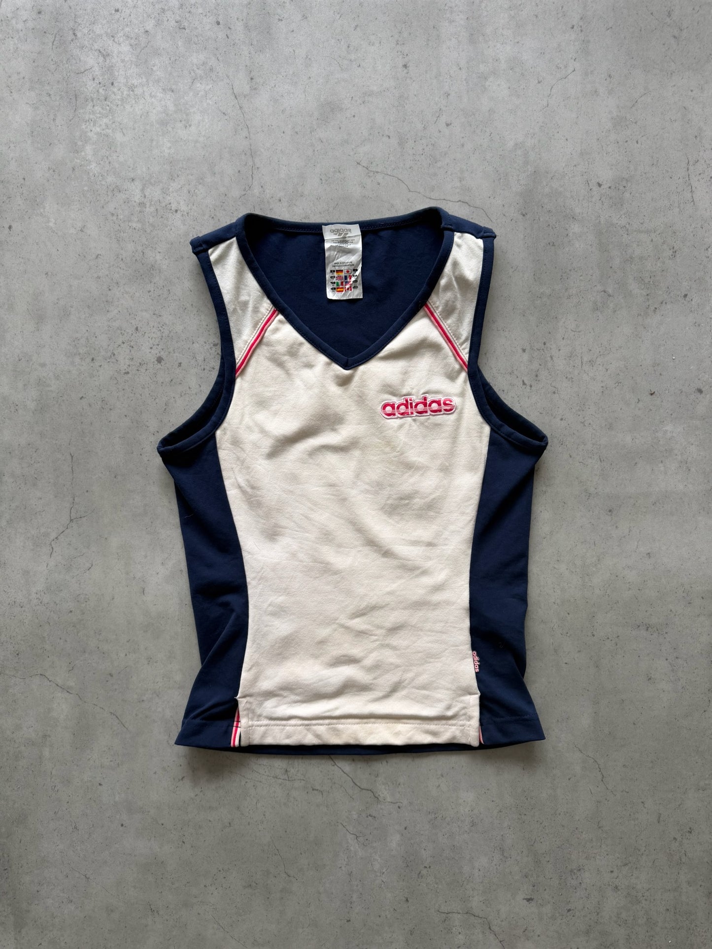 ADIDAS cream + pink + navy sportank★ Size labelled small