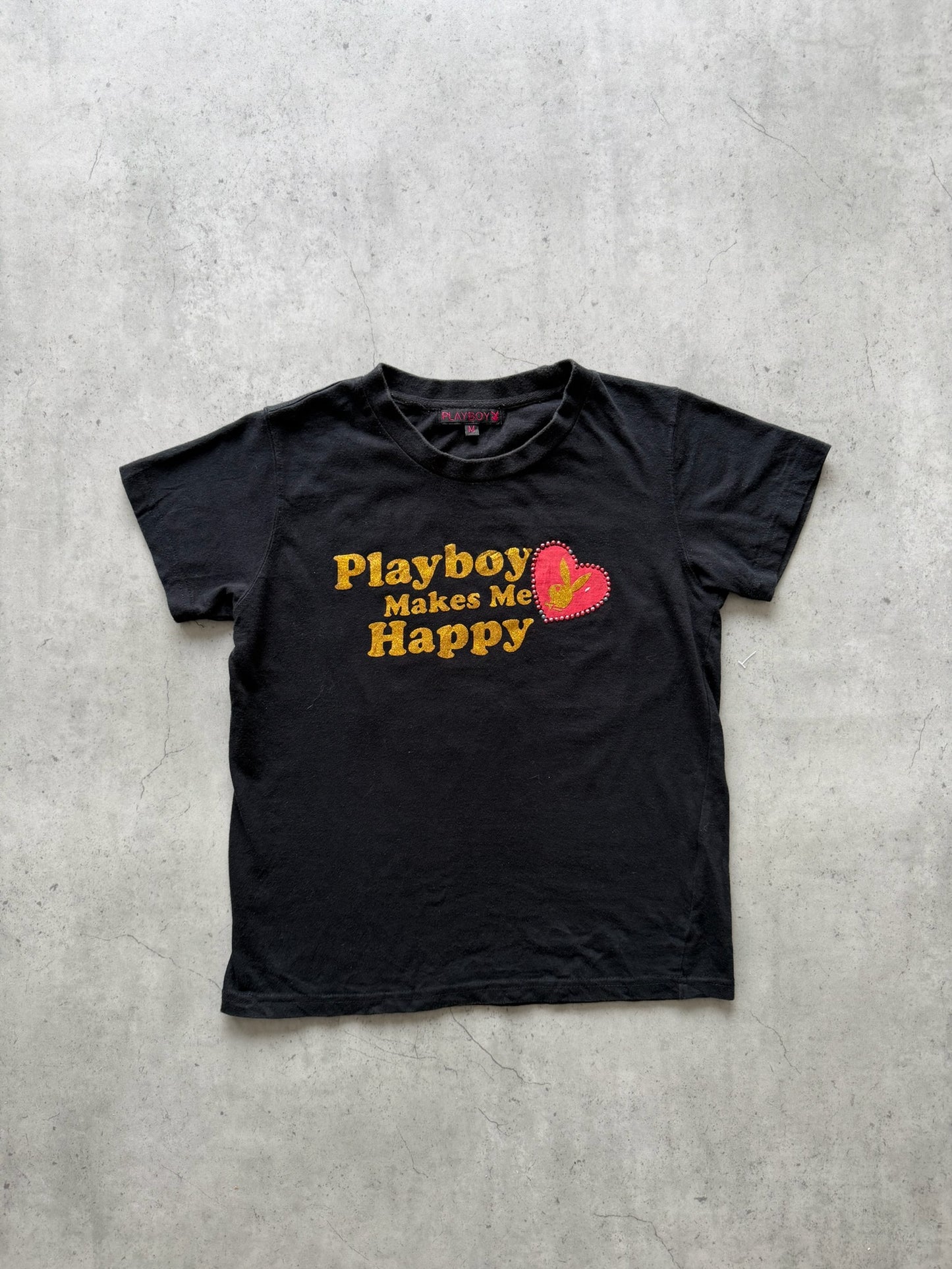 PLAYBOY 'Makes me happy' T-Shirt ★ Size medium