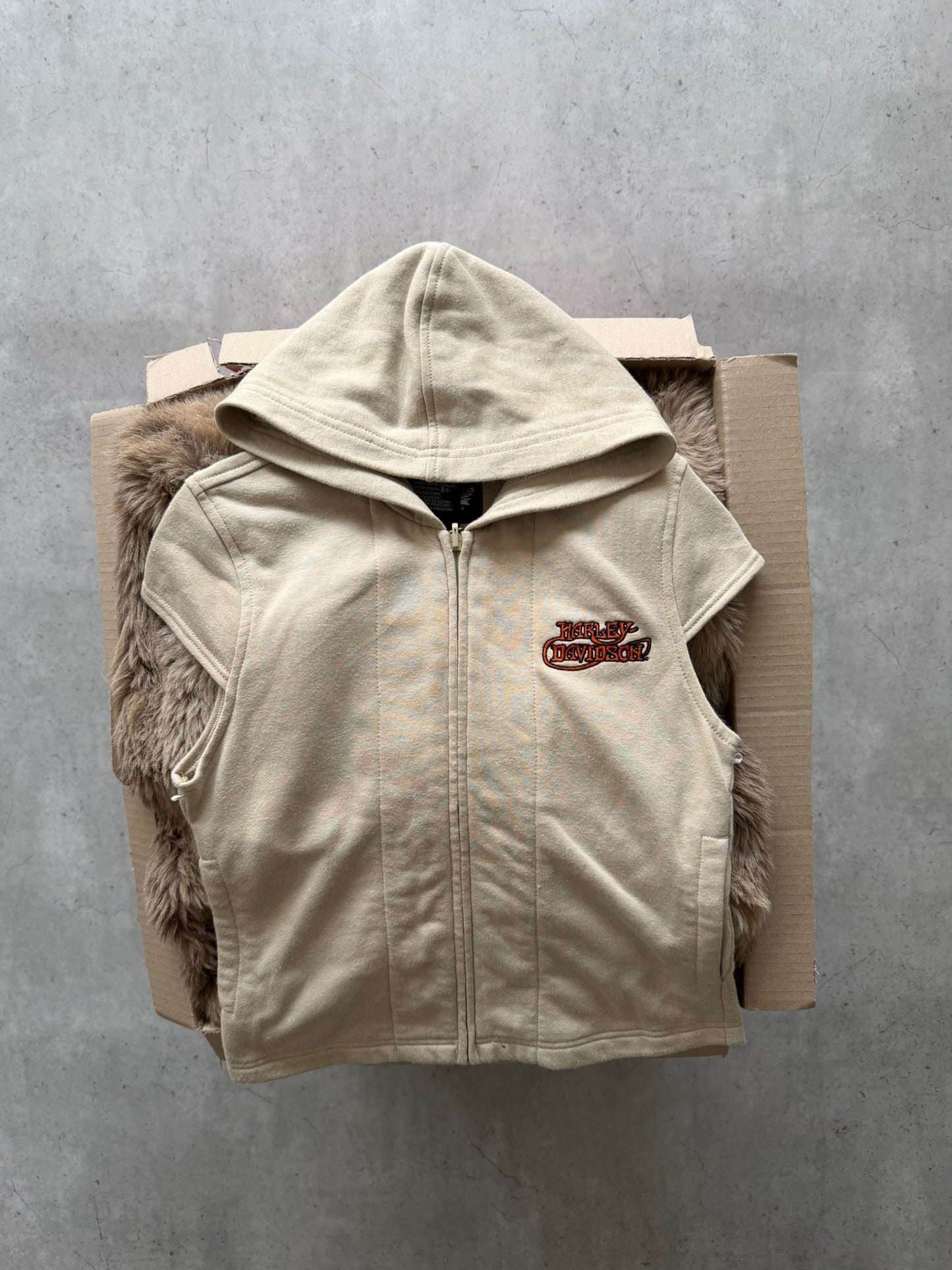 HARELY DAVIDSON beige hooded top★ Size labelled small