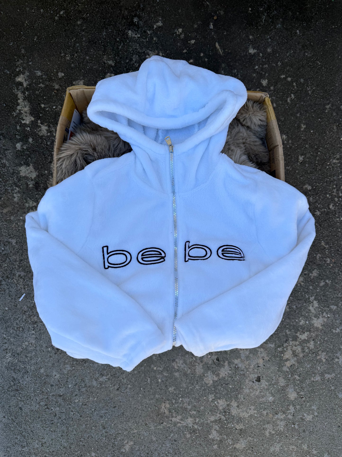 BEBE white hooded jacket ★ Size labelled medium