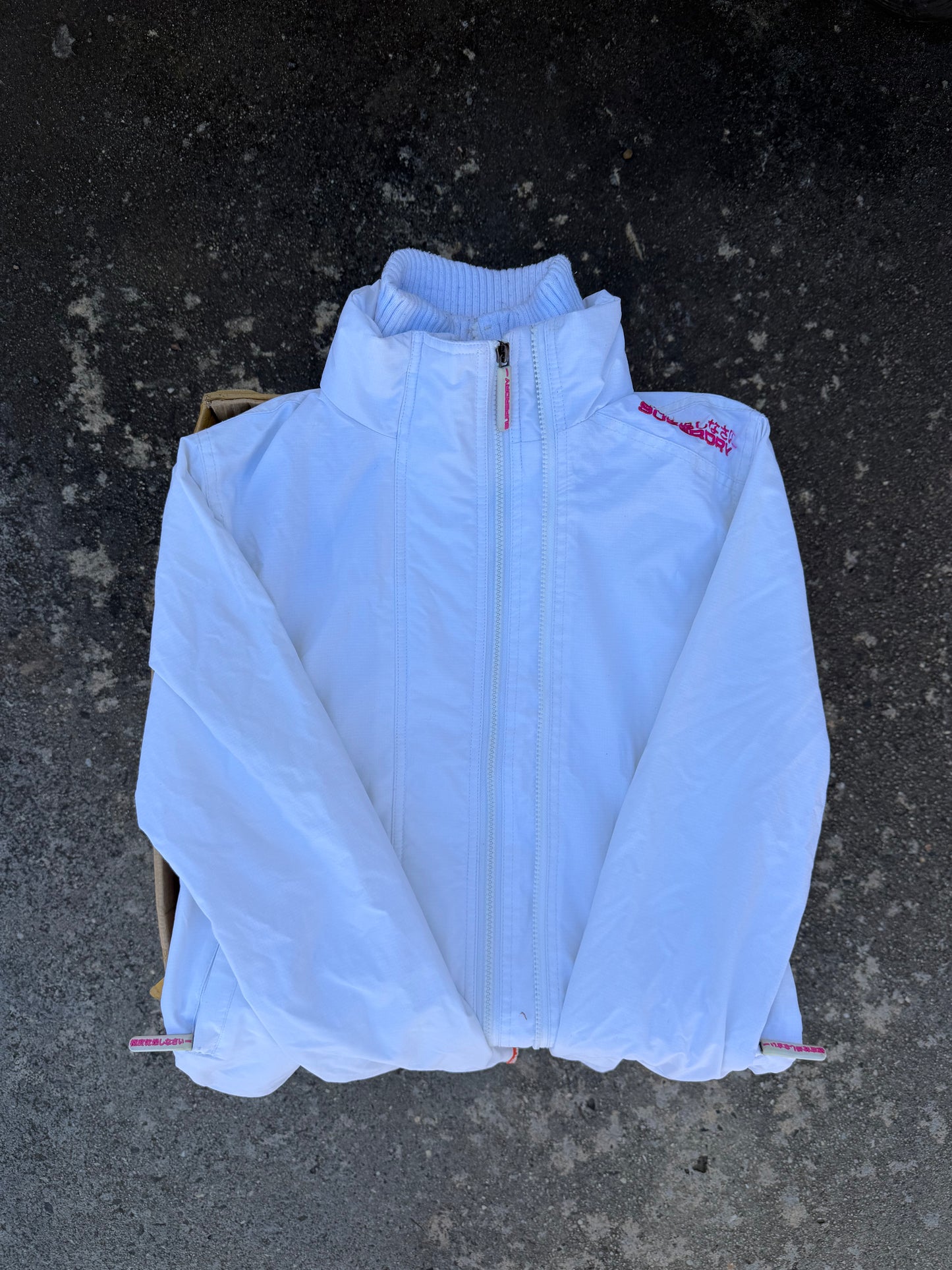SUPERDRY white & pink track jacket ★ Size labelled medium