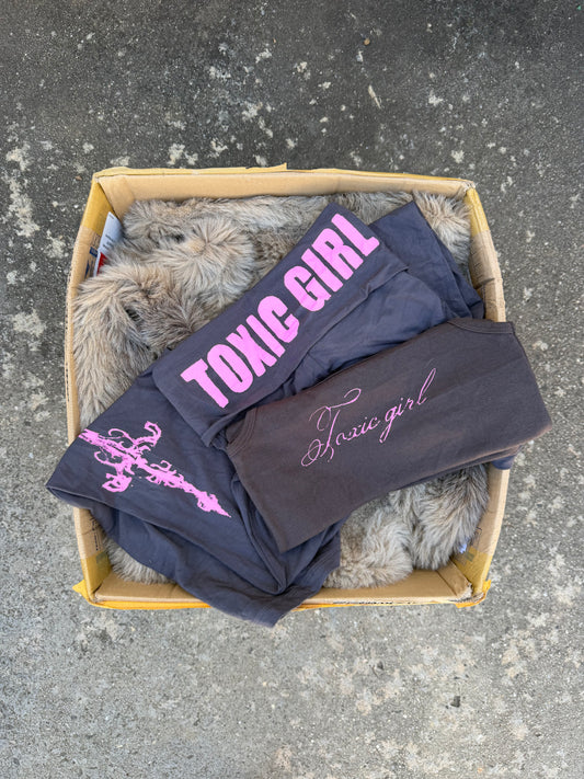 TOXIC GIRL charcoal + pink pants ★ Size labelled small