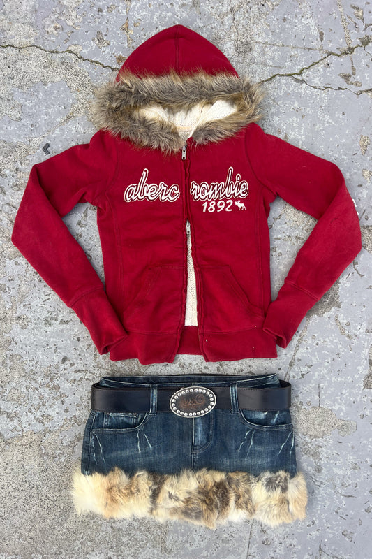 ABERCROMBIE '1892' red fur jacket - Double zip