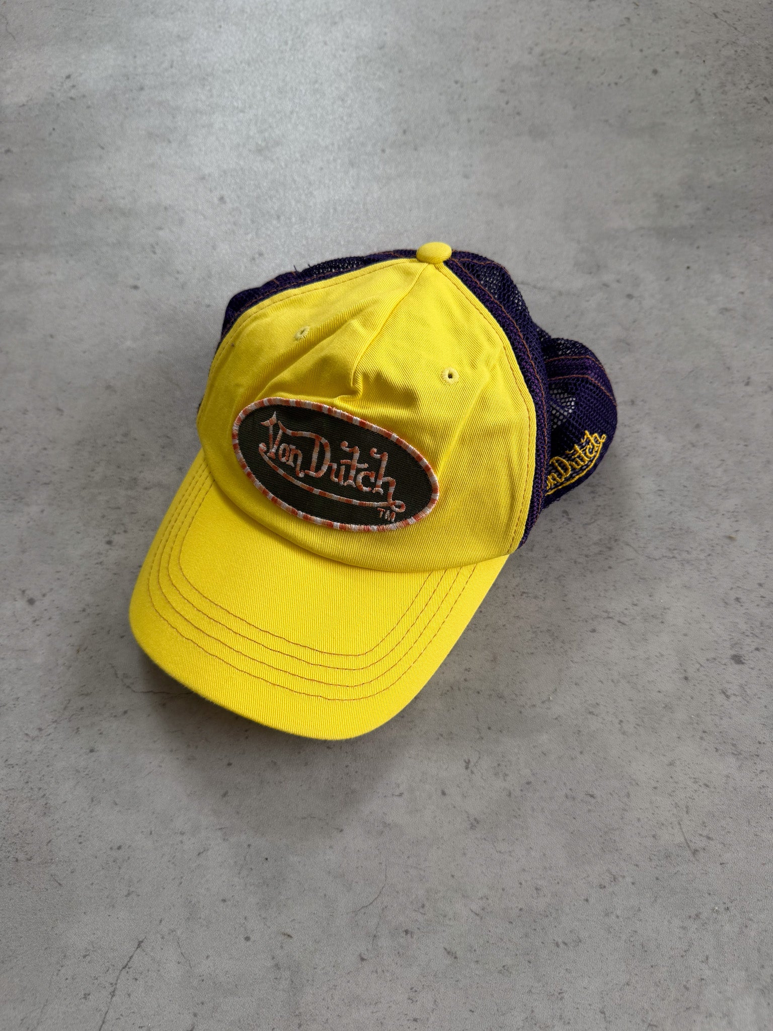 VON DUTCH yellow & purple trucker hat ★