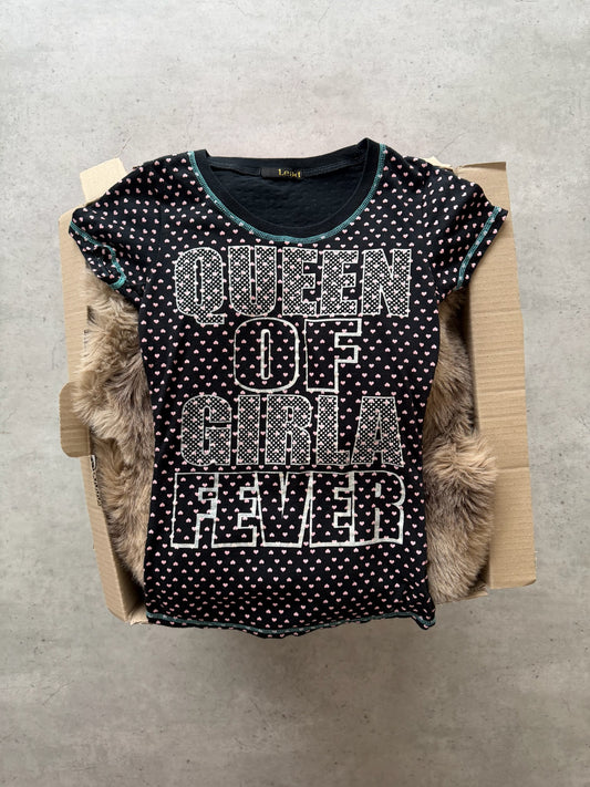Black + pink polka dot top ★ Size est small/medium
