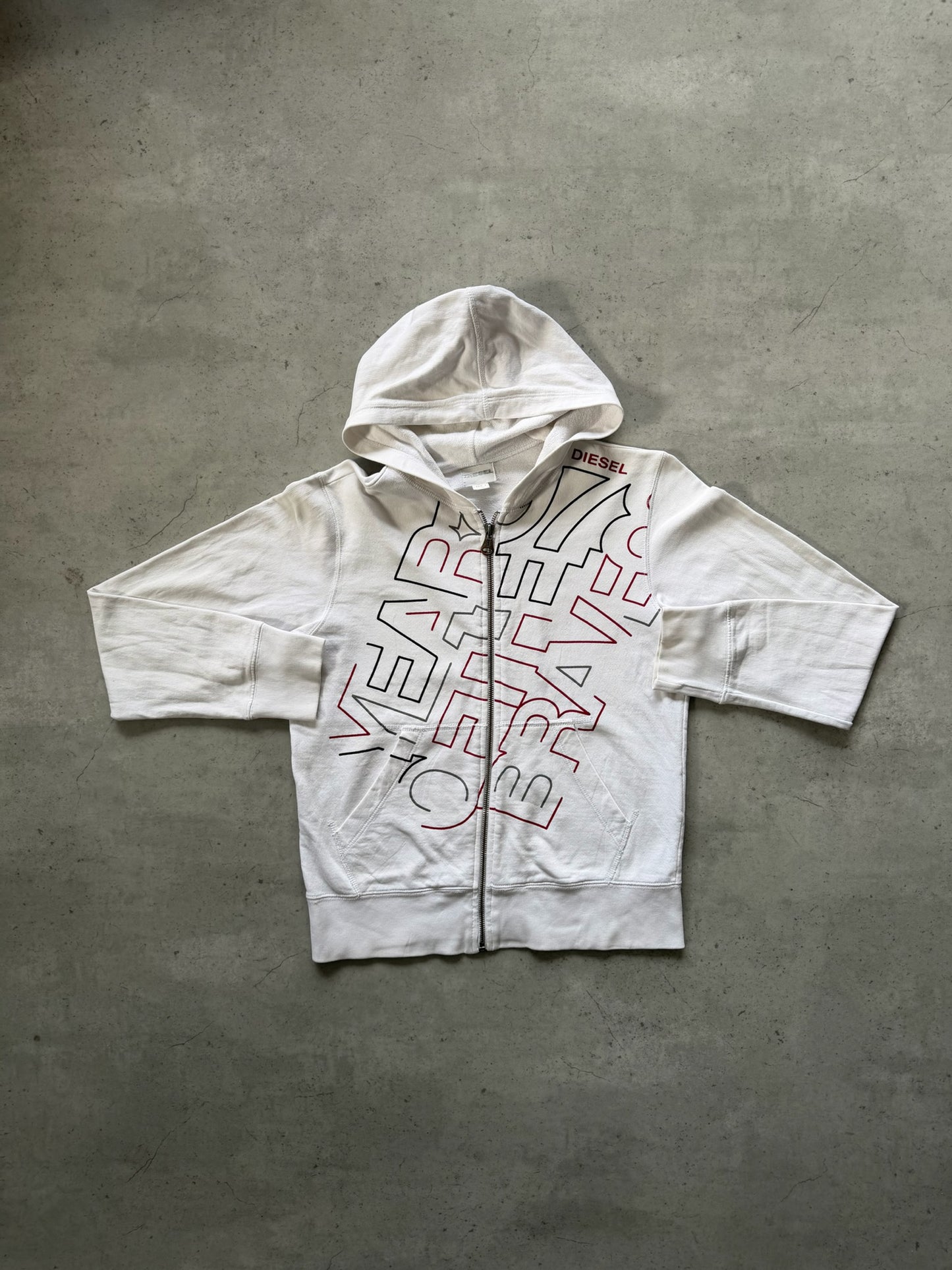 DIESEL white + red graphic jumper ★ Size labelled large