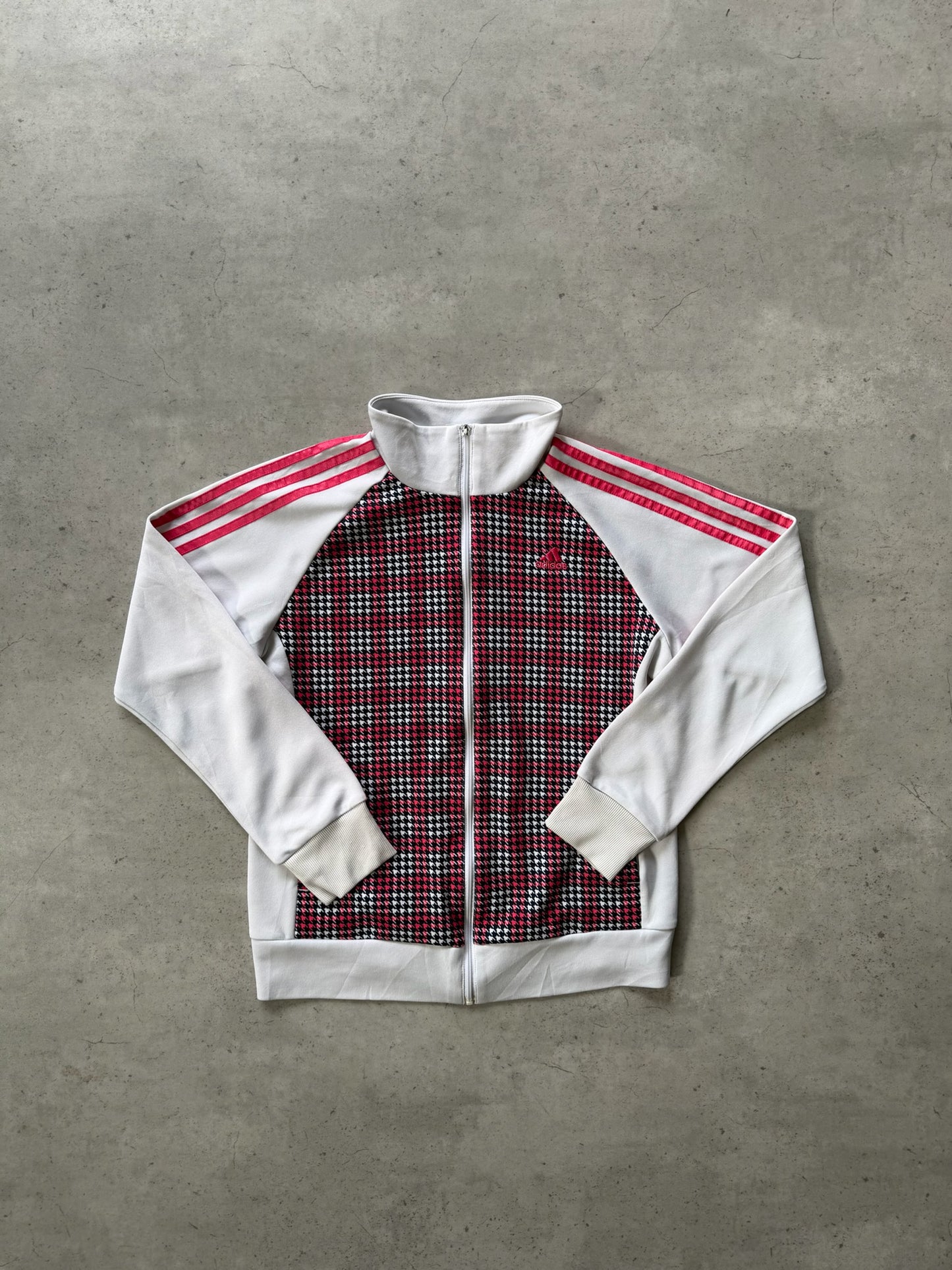 ADIDAS pink plaid  track jacket ★ Size labelled XS
