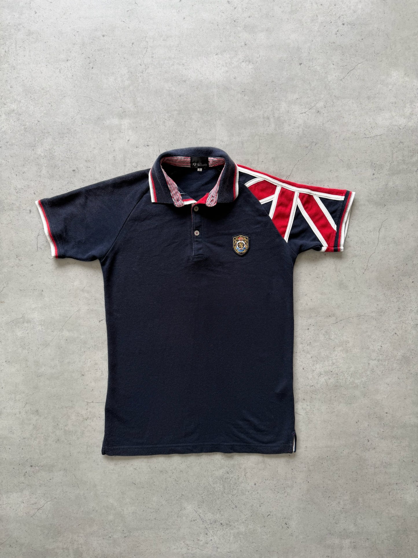 Navy "Union jack" polo shirt   ★ Size labelled medium