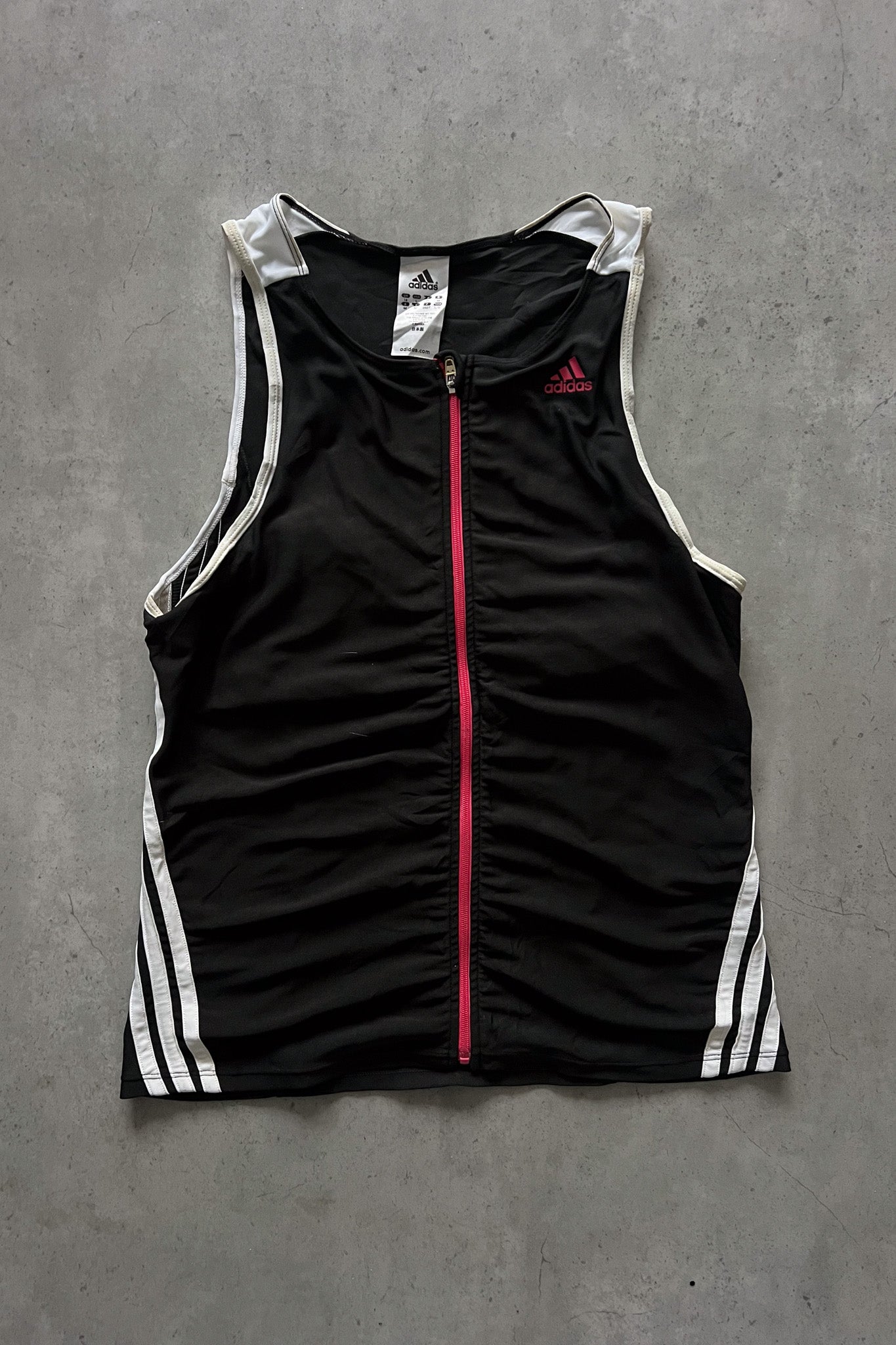 ADIDAS black + pink logo sport tank  ★ Size UK 18
