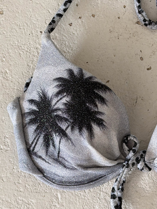 Vintage sparkly palm tree bikini ★ Size est small