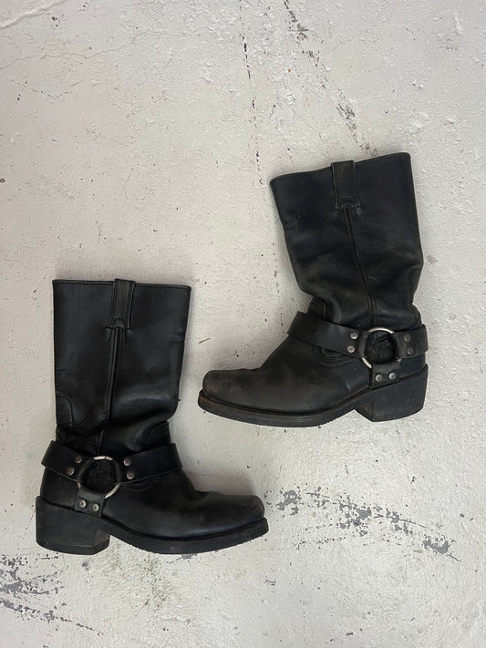 HARLEY DAVIDSON black buckle boots ★ Size est 38