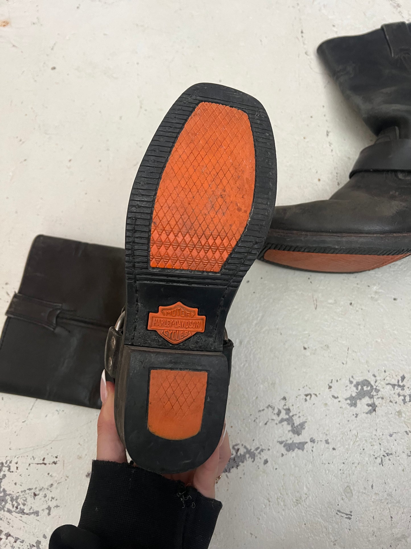 HARLEY DAVIDSON black buckle boots ★ Size est 38