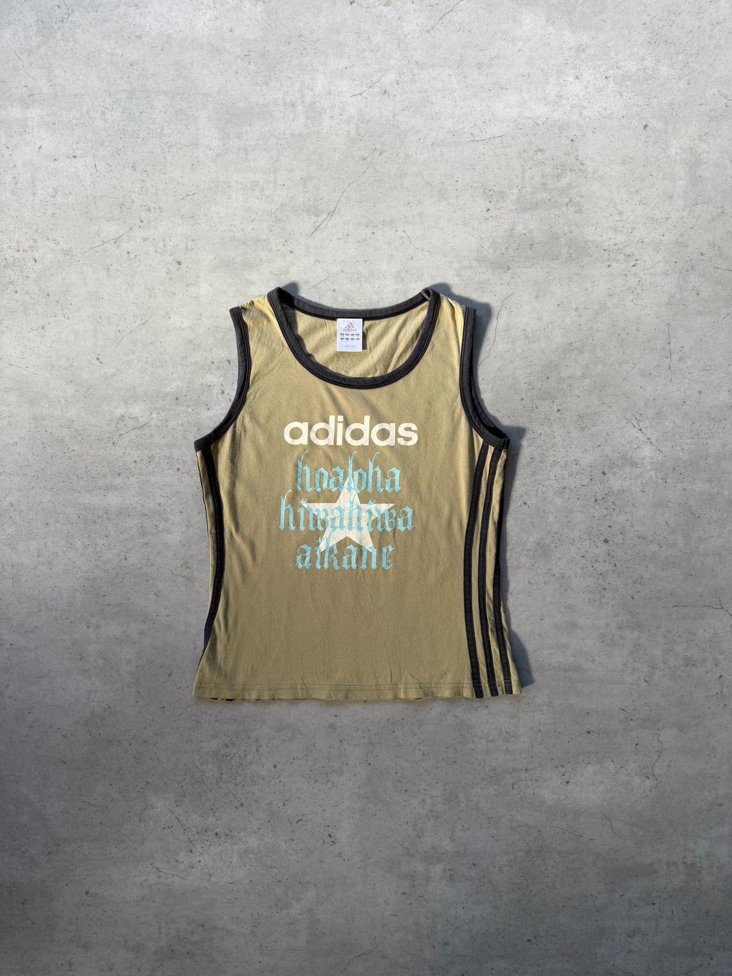 ADIDAS khaki graphic tank ★ Size est medium