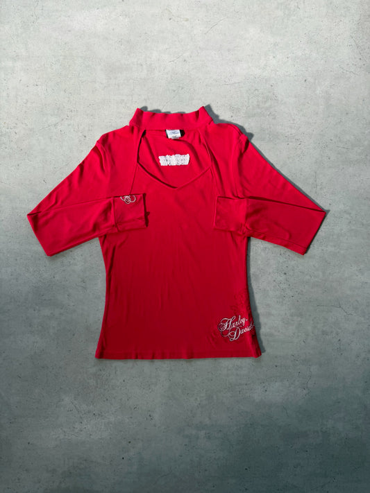 HARLEY DAVIDSON red long sleeve top ★ Size labelled large
