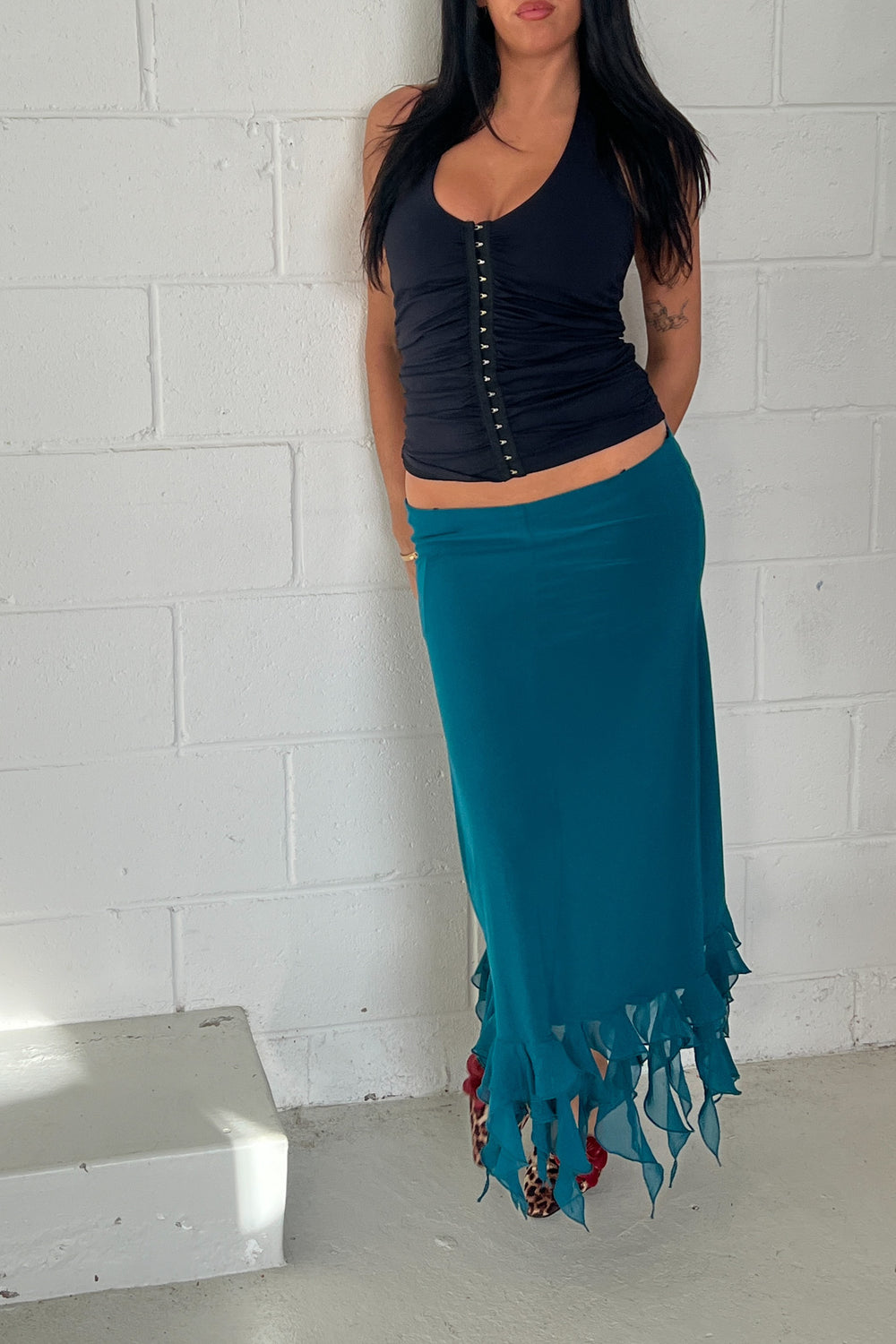 Turquoise vintage maxi skirt