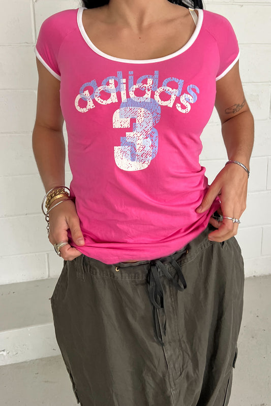 ADIDAS pink tie back tee