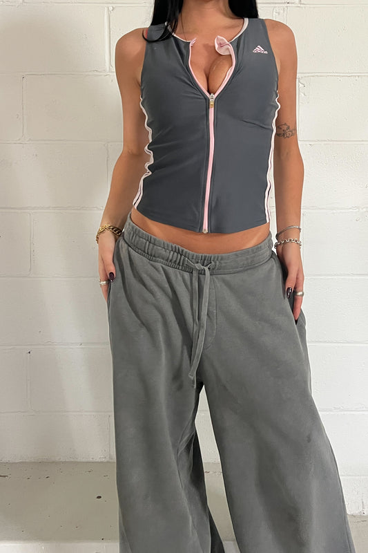 ADIDAS grey zip up sport tank
