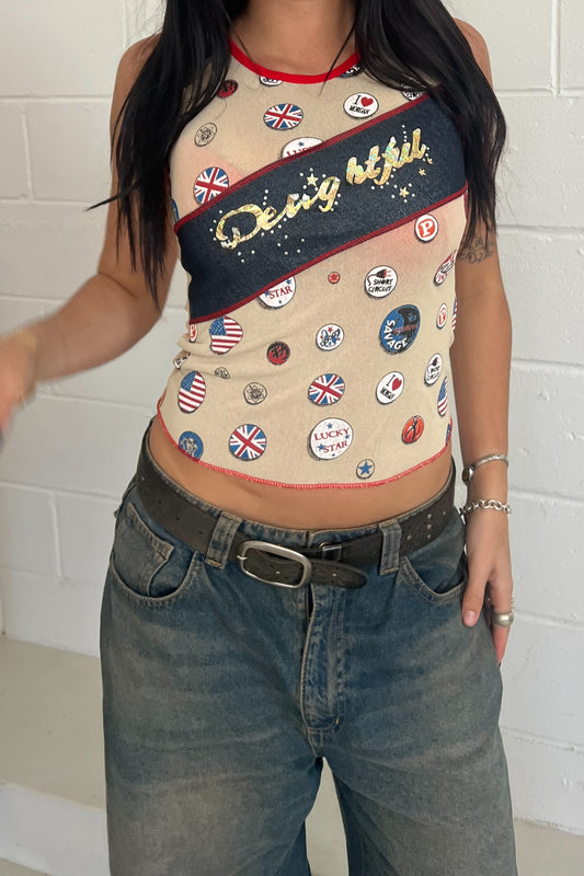 Vintage mesh graphic Union Jack tank