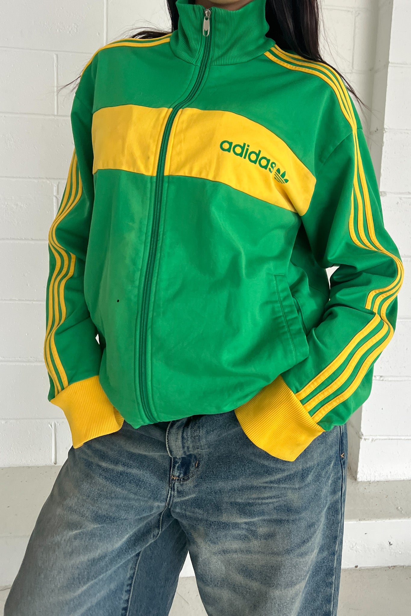 ADIDAS green & yellow track jacket