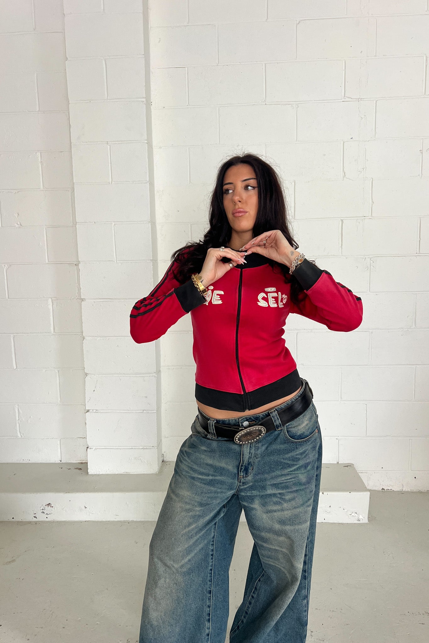 DIESEL red + black trackjacket ★ Estimated size XS-S