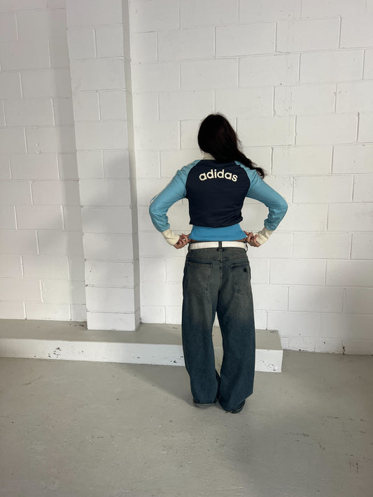 ADIDAS baby-blue & navy trackjacket