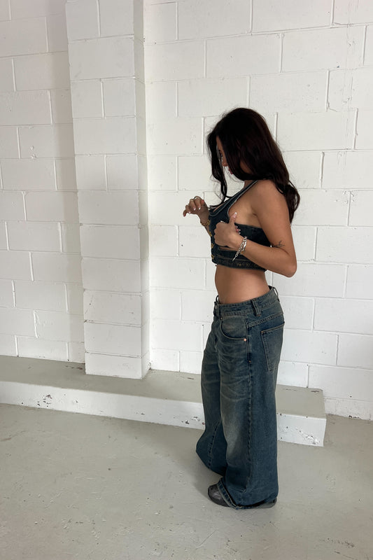 APPLE BOTTOMS denim crop vest