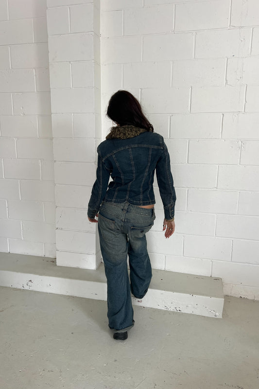 Vintage Fur trim denim jacket