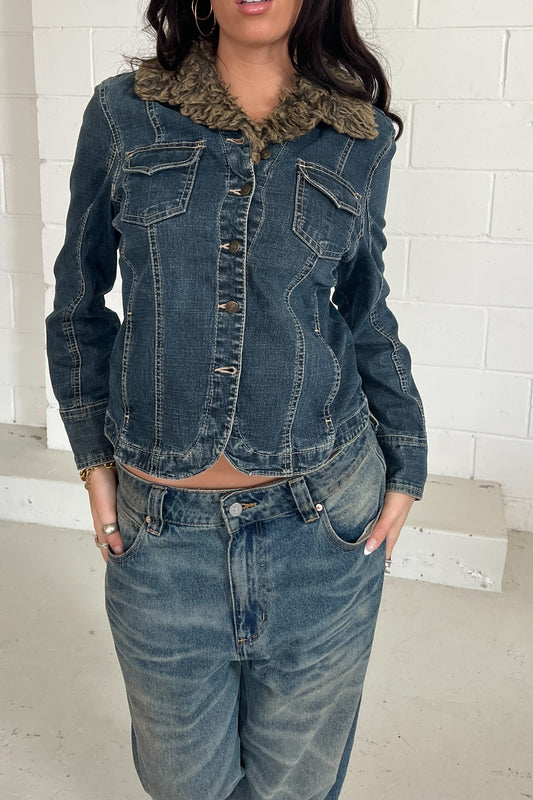 Vintage Fur trim denim jacket