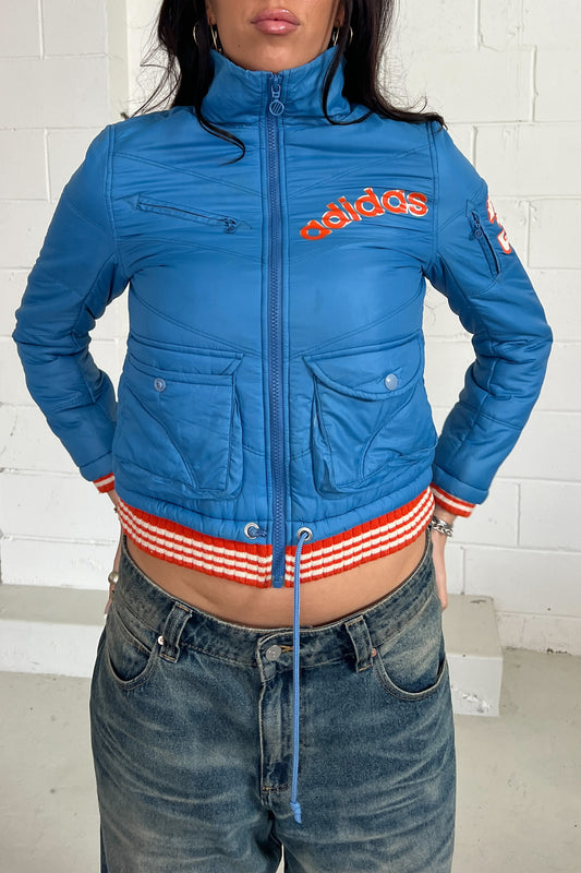 ADIDAS blue + orange puffer jacket
