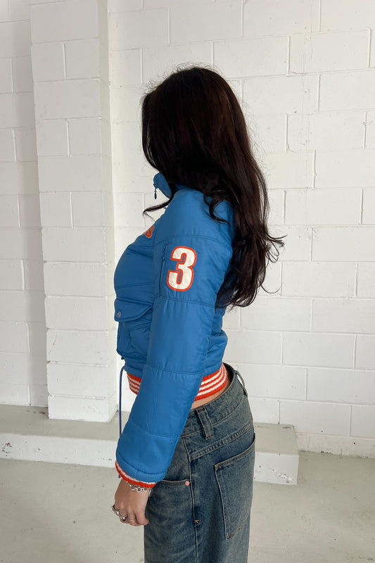 ADIDAS blue + orange puffer jacket