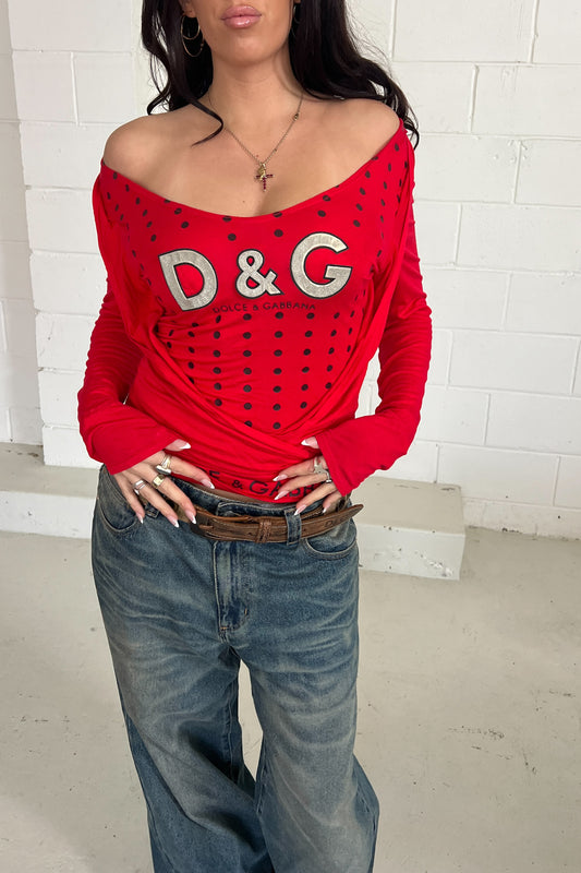 DOLCE & GABBANA red polka dot longsleeve