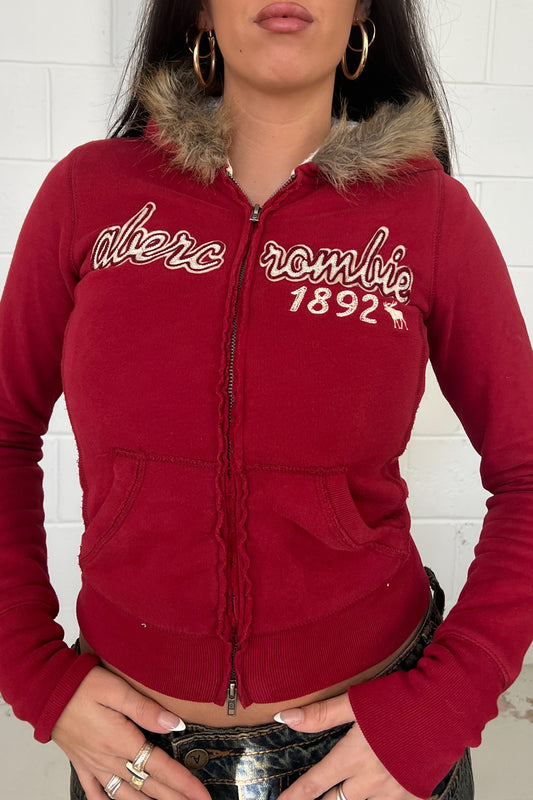 ABERCROMBIE '1892' red fur jacket - Double zip