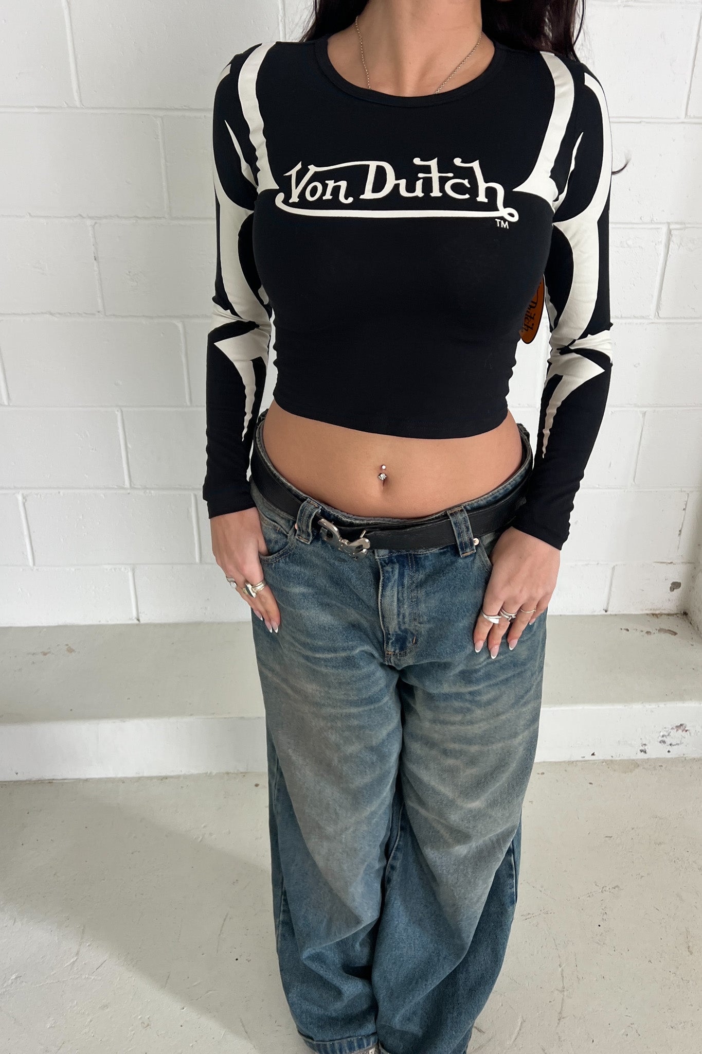VON DUTCH B&W graphic longsleeve ★ Size XS