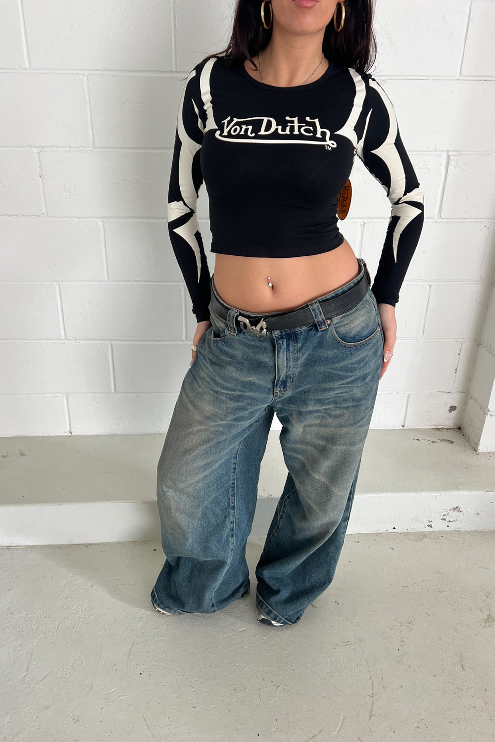 VON DUTCH B&W graphic longsleeve ★ Size XS