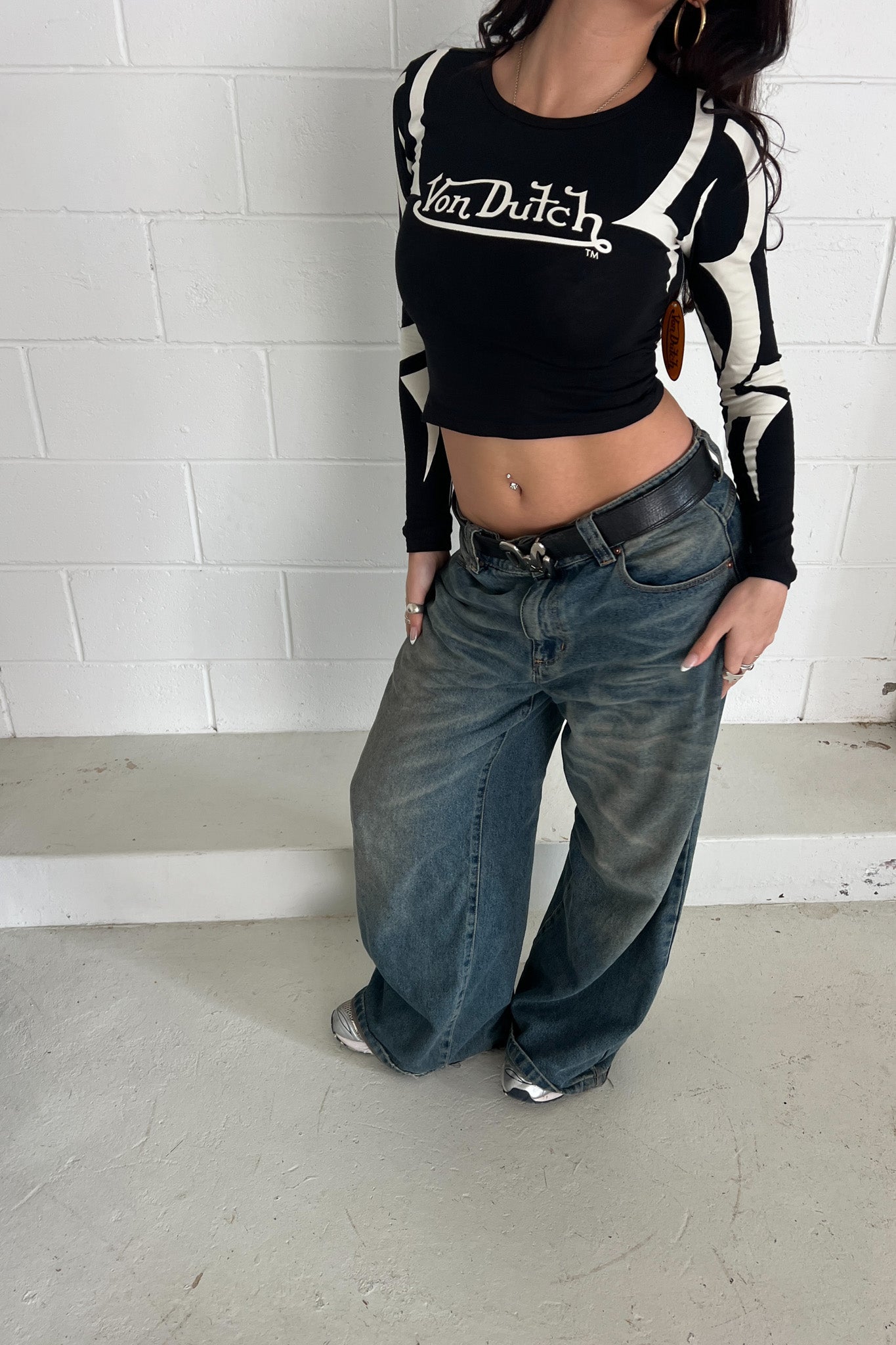 VON DUTCH B&W graphic longsleeve ★ Size XS